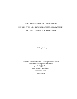 FROM HOMEOWNERSHIP TO FORECLOSURE