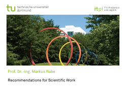Ing. Markus Rabe Recommendations for Scientific Work