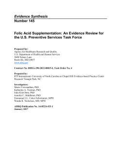 Folic Acid Supplementation: An Evidence Review