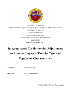 Integrate Acute Cardiovascular Adjustments to Exercise: Impact of
