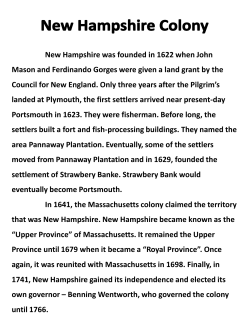 New Hampshire was founded in 1622 when John Mason and