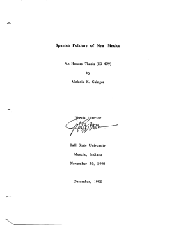 Spanish Folklore of New Mexico An Honors Thesis (ID 499) by
