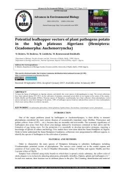 Potential leafhopper vectors of plant pathogens potato in the high