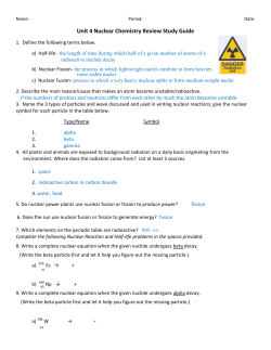 Unit 4 Nuclear Chemistry Review Study Guide