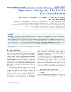 Experimental Investigation of Sea Sand for Construction Purposes