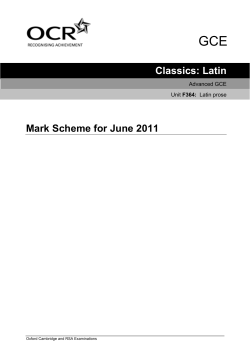 Mark scheme - Unit F364 - Latin prose - June