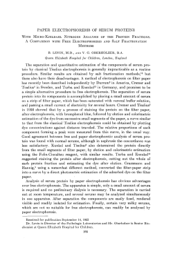 PAPER ELECTROPHORESIS OF SERUM PROTEINS The