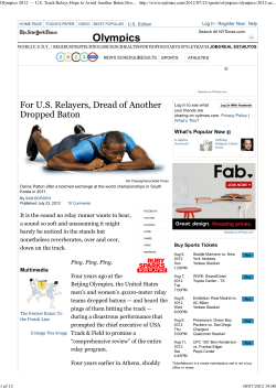 (Olympics 2012 \227 U.S. Track Relays Hope to Avoid Another