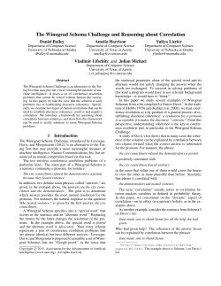 The Winograd Schema Challenge and Reasoning about Correlation