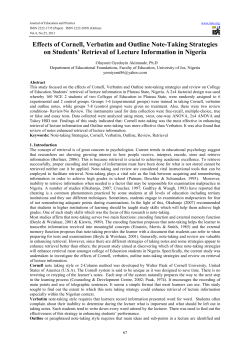 Effects of Cornell, Verbatim and Outline Note-Taking