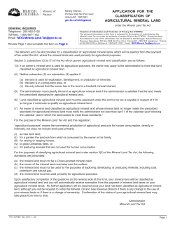 FIN 712, Application for the Classification of Agricultural Mineral Land