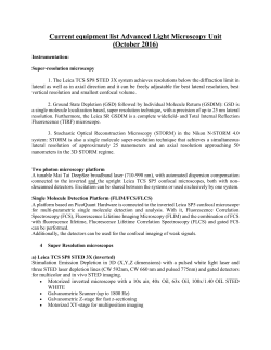 Current equipment list Advanced Light Microscopy Unit (October 2016)