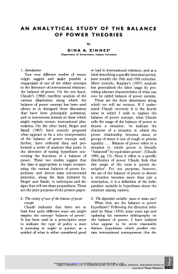 AN ANALYTICAL STUDY OF THE BALANCE OF POWER