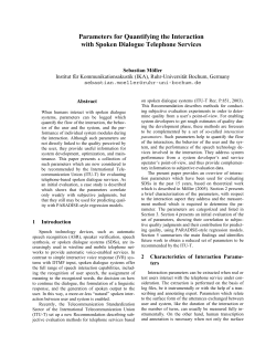 Parameters for Quantifying the Interaction with Spoken