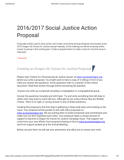 2016/2017 Social Justice Action Proposal