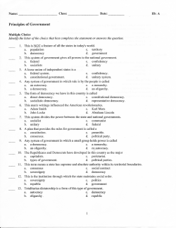 Principles of Government Quiz