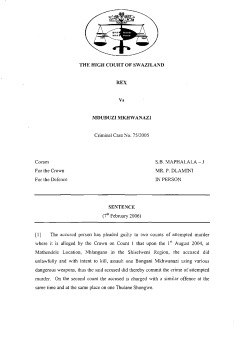 THE HIGH COURT OF SWAZILAND REX Vs MDUDUZI