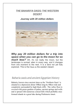 THE BAHARIYA OASIS: THE WESTERN DESERT Baharia