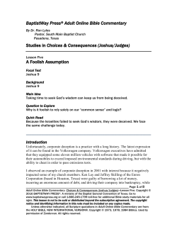 (Joshua/Judges) A Foolish Assumption