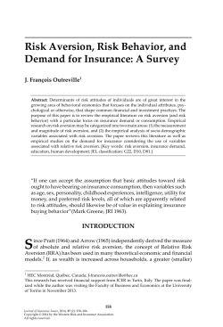 Risk Aversion, Risk Behavior, and Demand for Insurance: A Survey
