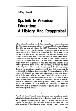 Sputnik ln American Education: A History And Reappraisal