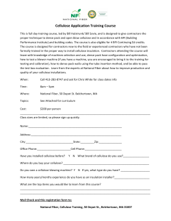 Cellulose InstallationTrainingApplication Syllabus