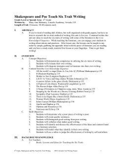 Shakespeare and Poe Teach Six Trait Writing