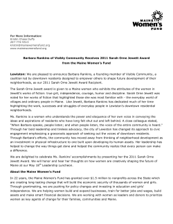 Barbara Rankins of Visibly Community Receives 2011 Sarah Orne