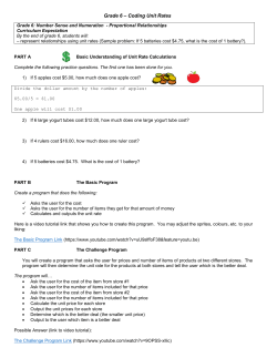 Grade 6 &ndash; Coding Unit Rates