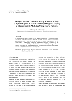 Study of Surface Tension of Binary Mixtures of Poly (Ethylene Glycol
