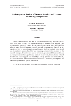 An Integrative Review of Women, Gender, and Leisure