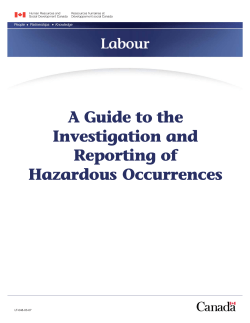 A Guide to the Investigation and Reporting of Hazardous Occurrences