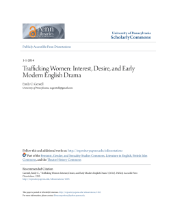 Trafficking Women: Interest, Desire, and Early Modern English Drama