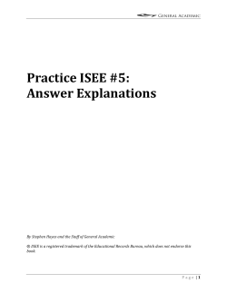 Practice ISEE #5: Answer Explanations