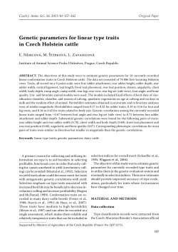 Genetic parameters for linear type traits in Czech Holstein cattle