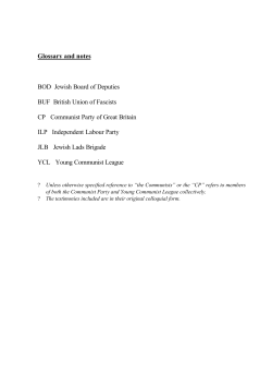 Glossary and notes BOD Jewish Board of Deputies BUF British