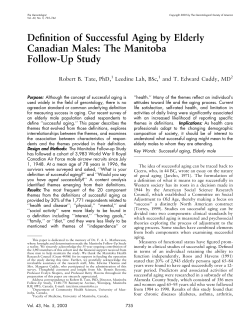 Definition of Successful Aging by Elderly Canadian Males: The