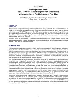 Catering to Your Tastes: Using PROC OPTEX to