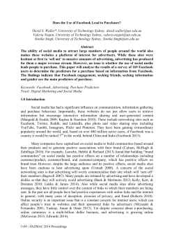 Does the Use of Facebook Lead to Purchases?