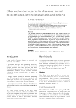 Other vector-borne parasitic diseases: animal helminthiases