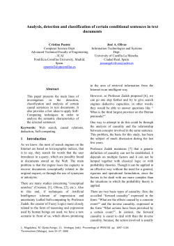 Analysis, detection and classification of certain conditional