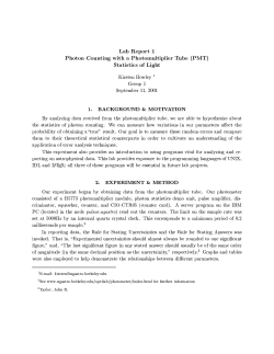 Lab Report 1 Photon counting with a Photomultiplier Tube (PMT