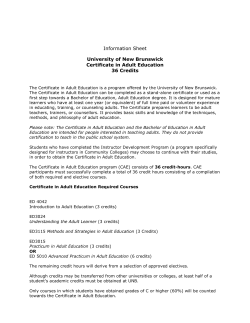 Certificate in Adult Education