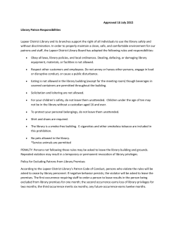 Approved 16 July 2015 Library Patron Responsibilities Lapeer