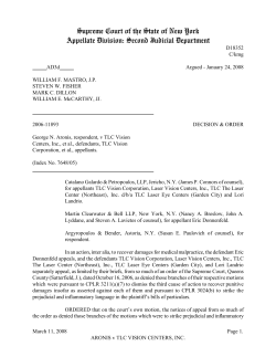 Aronis v TLC Vision Centers, Inc. - New York State Unified Court