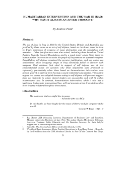 HUMANITARIAN INTERVENTION AND THE WAR IN IRAQ: WHY