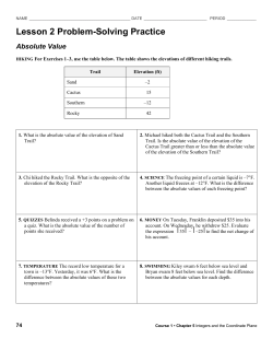 Lesson 2 Problem-Solving Practice Absolute Value