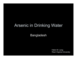 Arsenic in Bangladesh - West Virginia University