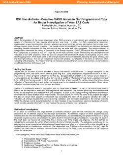 219-2008: CSI: San Antonio - Common SAS&reg; Issues in Our Programs