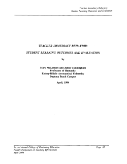 Teacher Immediacy Behavior: Students Learning - Embry
